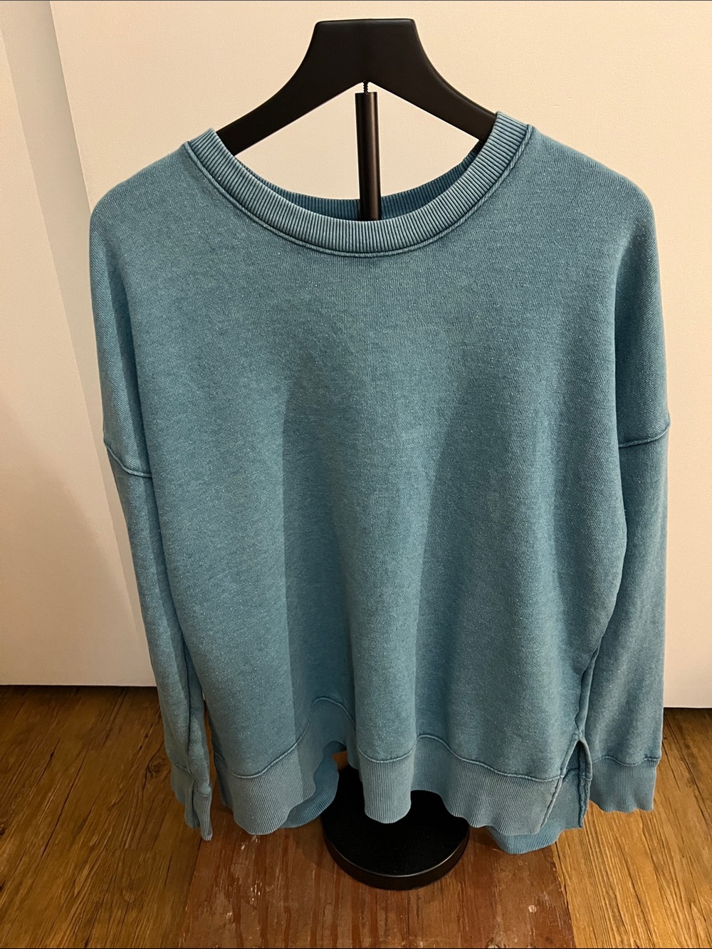 Women's Time and Tru Relaxed Crewneck Sweatshirt - Dusty Teal